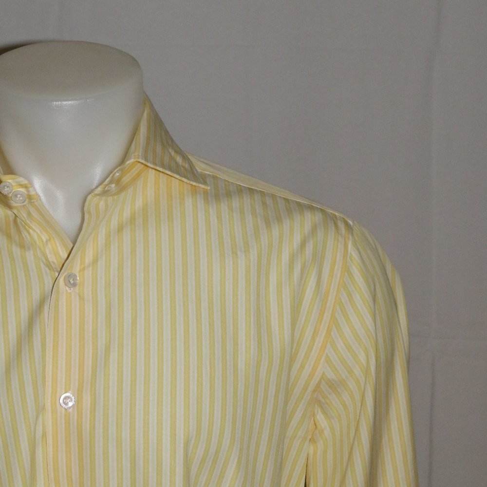 Franck Namani Yellow Stripe Dress Shirt 16